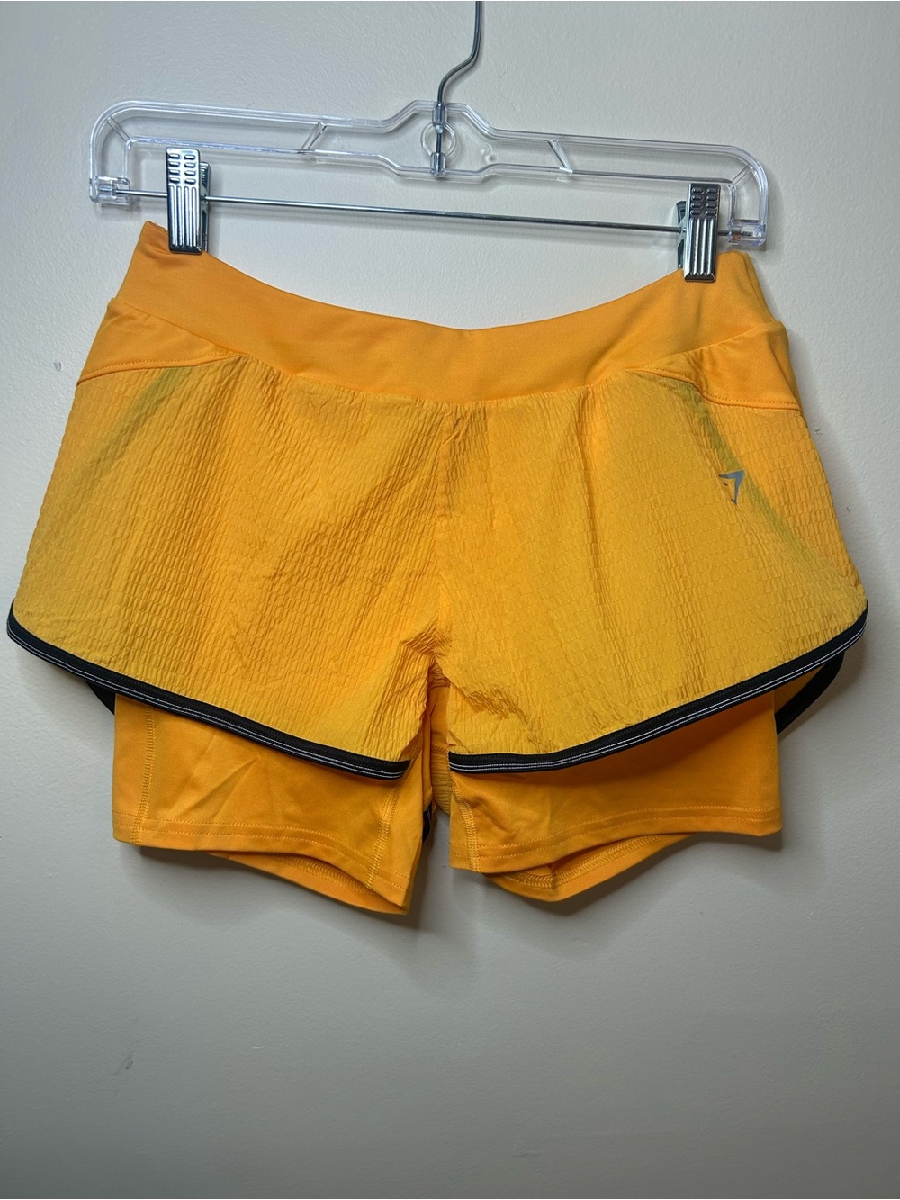 Gymshark Women's Yellow Layered Athletic Running Shorts